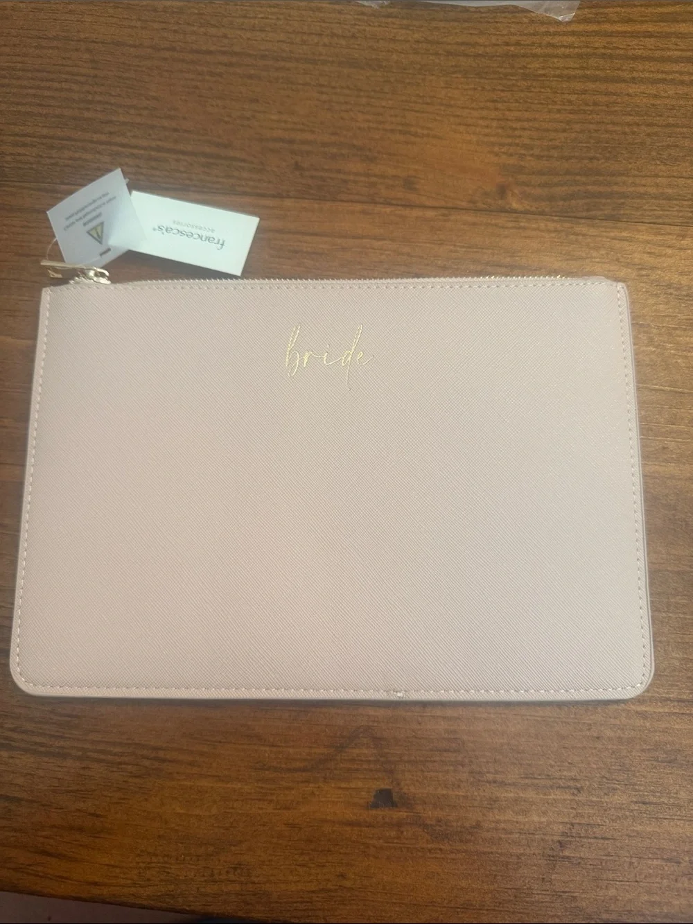 Shiraleah Blush Saffiano Zip Pouch with Gold Logo